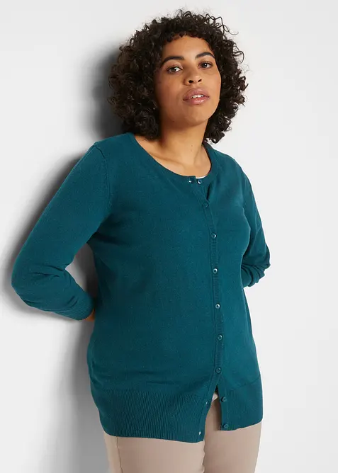 Basic Feinstrickjacke mit recycelter Baumwolle, bonprix