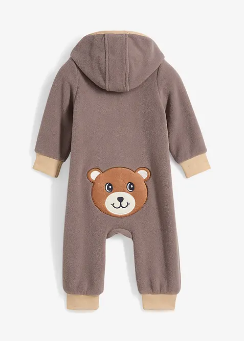 Fleeve-Overall mit Kapuze und Bärchen-Applikation, bonprix