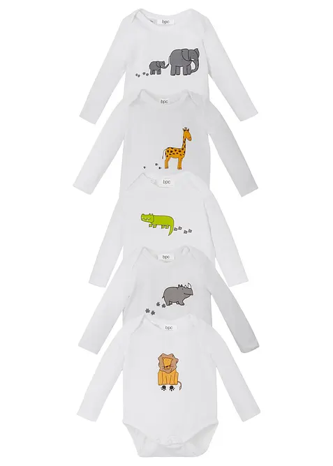 Langarmbody aus reiner Bio-Baumwolle (5er-Pack), bonprix