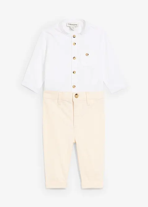 Body chemise et pantalon chino 100% coton (ens. 2 pces), bonprix