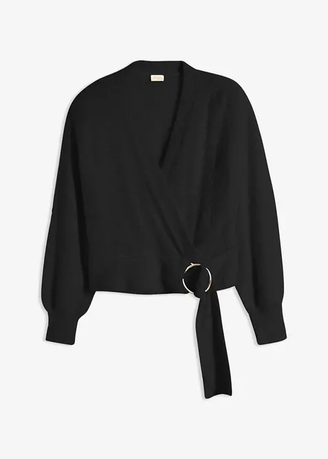 Pull cache-cœur avec accessoire, bonprix