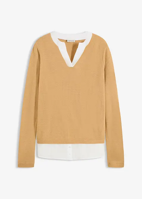 Pull en fine maille avec empiècement chemisier, bonprix