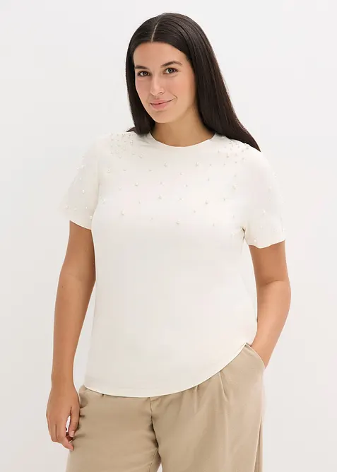 T-shirt avec perles, bonprix