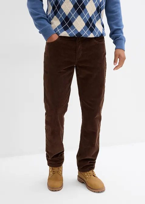 Pantalon droit loose en velours c&ocirc;tel&eacute;, doublure flanelle, bonprix