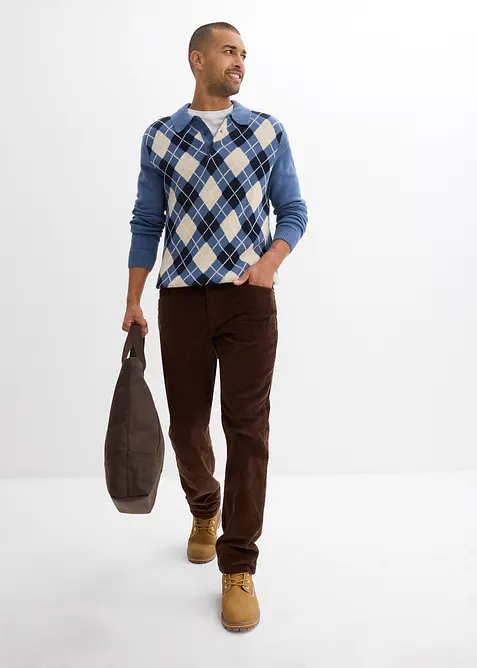 Pantalon droit loose en velours c&ocirc;tel&eacute;, doublure flanelle, bonprix