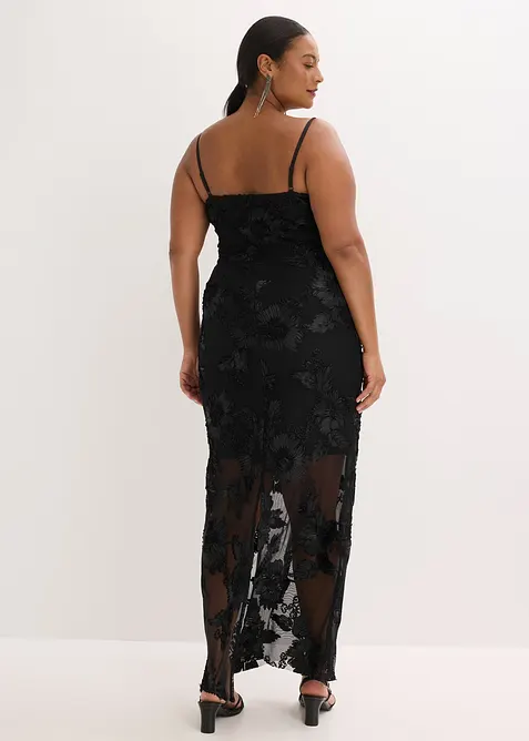 Robe longue avec broderies florales, bonprix