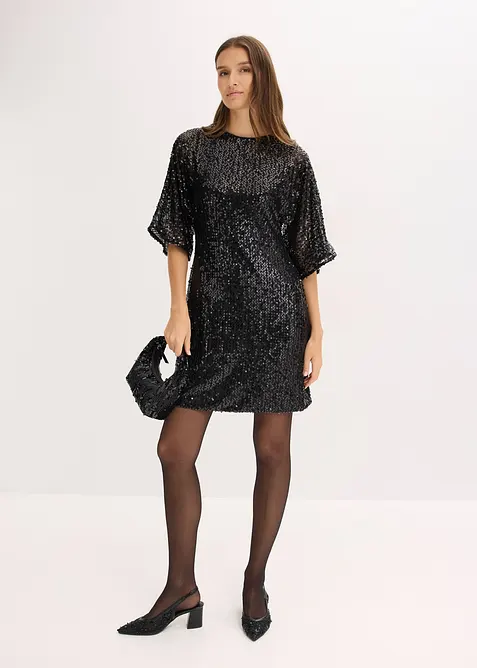 Robe à sequins et détail nœud, bonprix