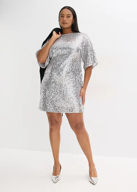Robe à sequins et détail nœud, bonprix