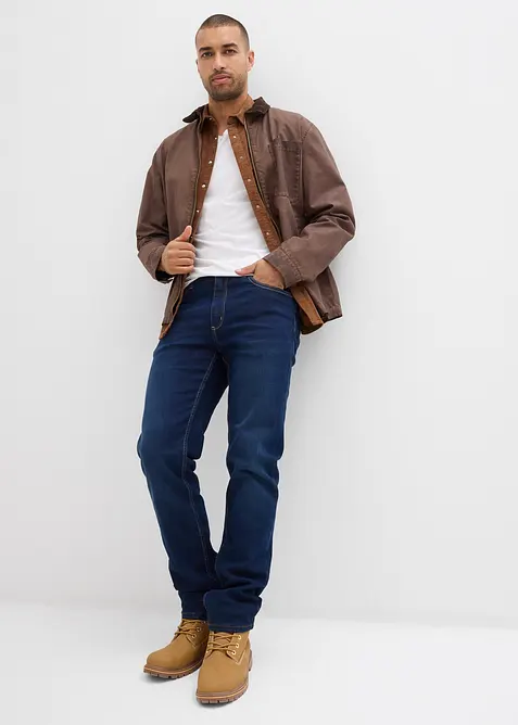 Thermo Regular Fit Stretch-Jeans mit weichem Jersey-Futter und Komfortbund, Straight, bonprix
