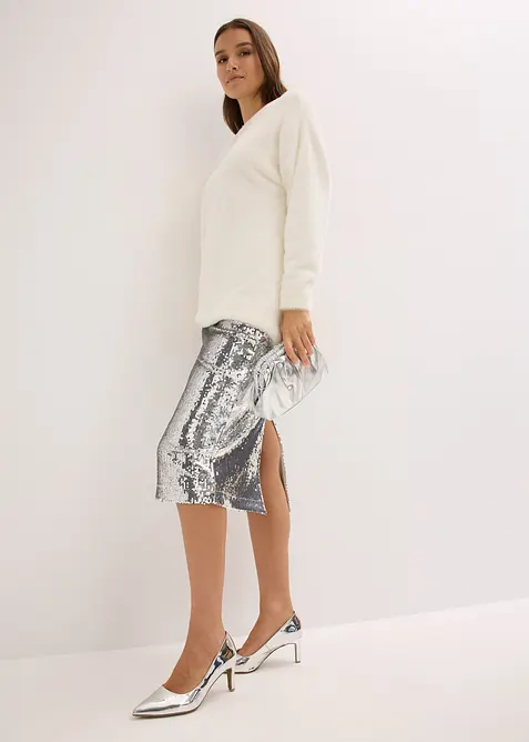 Jupe midi à sequins, bonprix