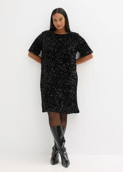 Robe courte &agrave; sequins, bonprix