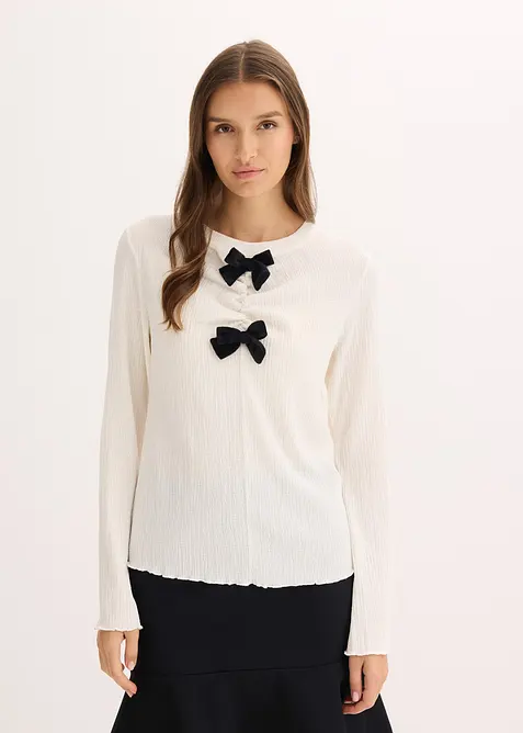 T-shirt manches longues en crêpe texturé, bonprix