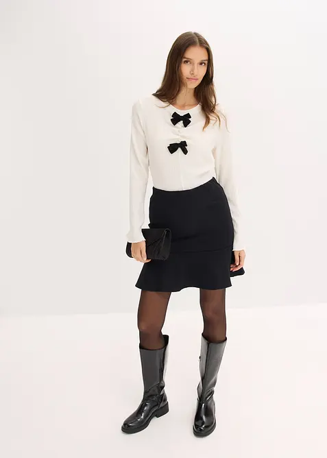 T-shirt manches longues en crêpe texturé, bonprix