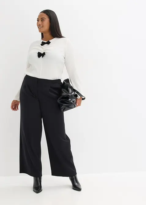 Langarmshirt aus strukturiertem Cr&ecirc;pe, bonprix