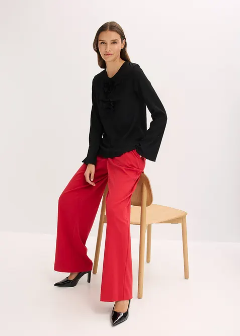 Langarmshirt aus strukturiertem Crêpe, bonprix