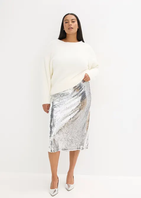 Pull long en maille poilue douce, bonprix