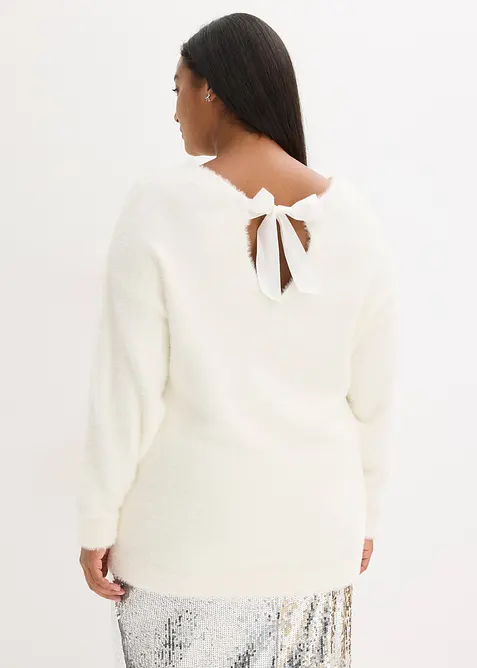 Pull long en maille poilue douce, bonprix