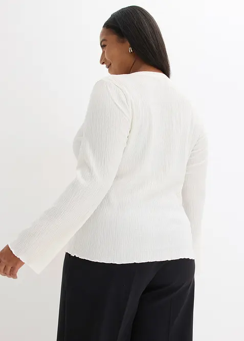 Langarmshirt aus strukturiertem Cr&ecirc;pe, bonprix