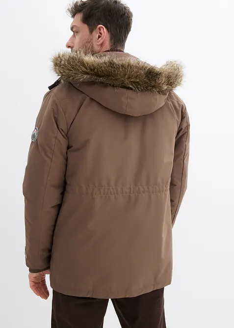 Parka longue et rembourr&eacute;e avec doublure polaire et capuche amovible, bonprix