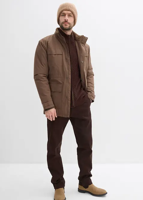 Parka longue et rembourr&eacute;e avec doublure polaire et capuche amovible, bonprix