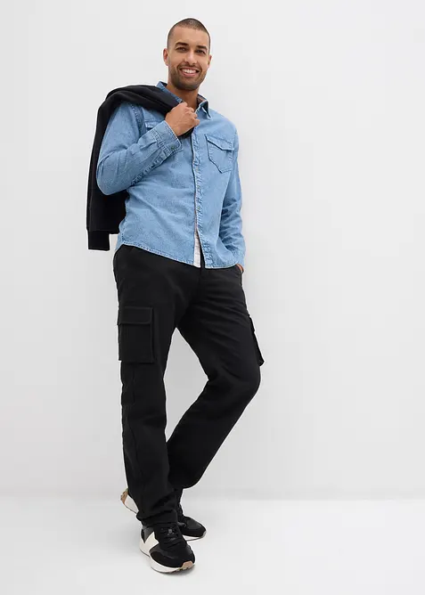 Thermo Relaxed Fit Cargohose mit Flanellfutter und Komfortbund, Straight, bonprix