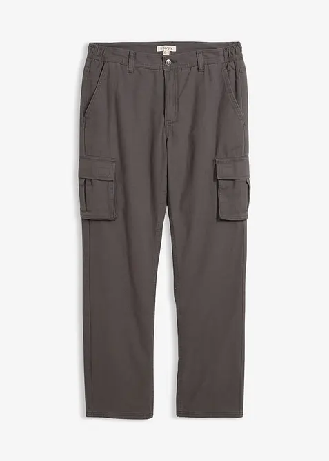 Pantalon cargo et loose &agrave; doublure chaude en flanelle et taille &eacute;lastiqu&eacute;e, droit, bonprix