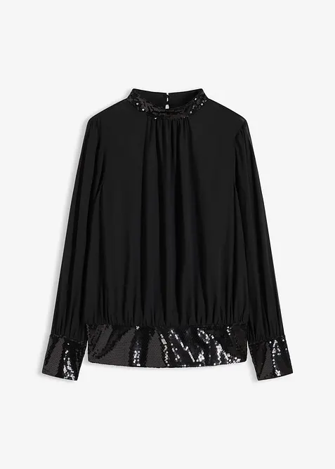 Blouse en tulle fin avec empiècements à sequins, bonprix