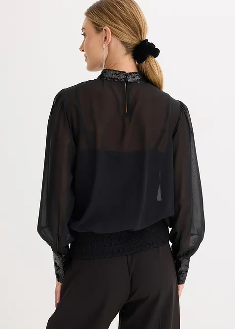 Blouse en tulle fin avec empiècements à sequins, bonprix