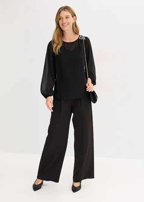 Chiffonbluse mit Strasssteinverzierung, bonprix
