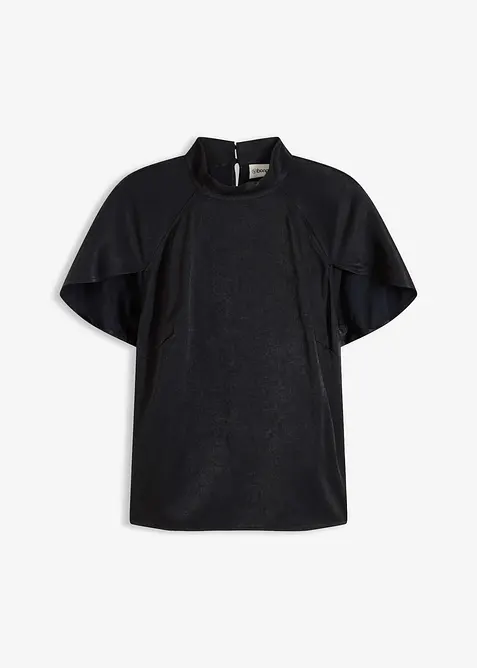 Elegante Kurzarmbluse aus glänzenden Satin, bonprix