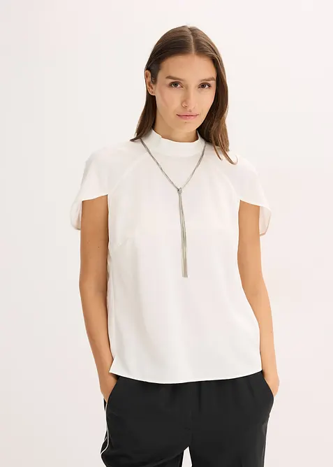 Blouse élégante à manches courtes en satin brillant, bonprix