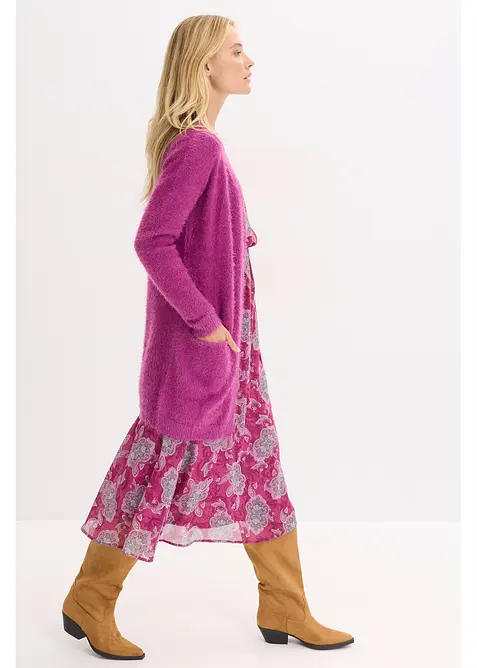 Longstrickjacke in Flauschoptik, bonprix