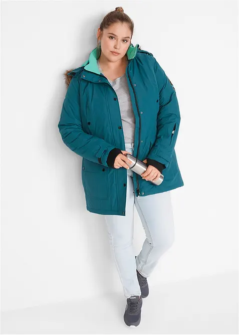 wasserdichte Funktions-Outdoor-Longjacke mit Kapuze, bonprix