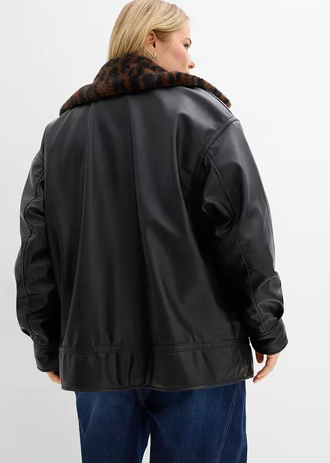 Veste enduite avec doublure peluche léopard, bonprix