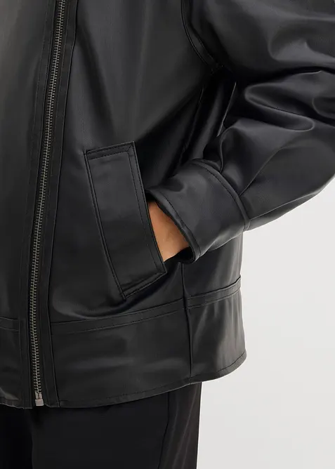 Veste enduite avec doublure peluche léopard, bonprix