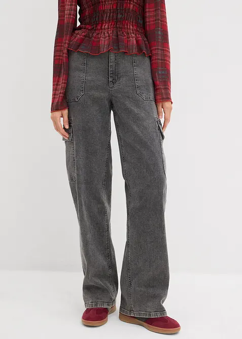 Cargo-Jeans, High Waist, bonprix