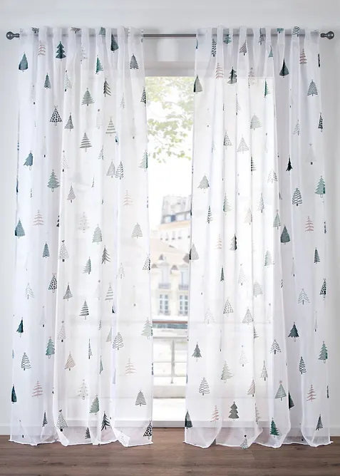 Gardine mit Tannenbaum Druck (1er Pack), bonprix
