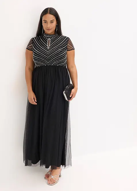 Robe longue avec haut brodé de perles, bonprix