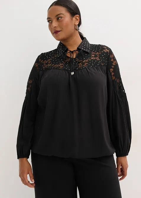 Blouse ample &agrave; dentelle, bonprix