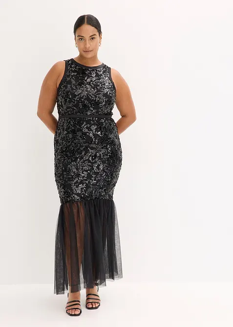 Robe à sequins et base volantée, bonprix