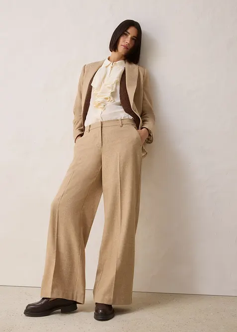 Pantalon à motif chevrons, laine majoritaire, bonprix