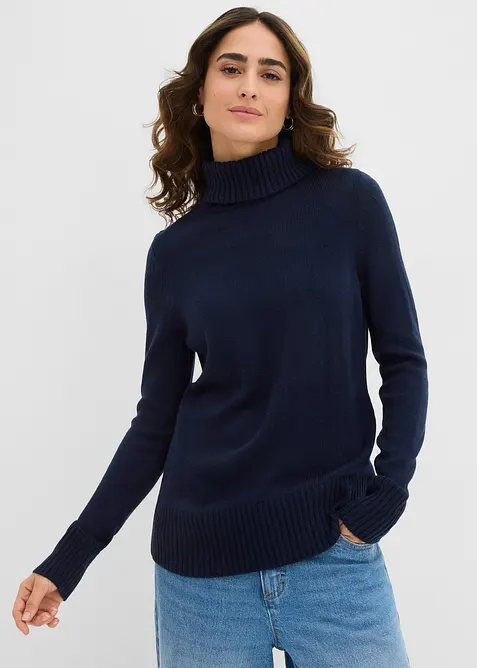 Pull col roul&eacute; basique, bonprix