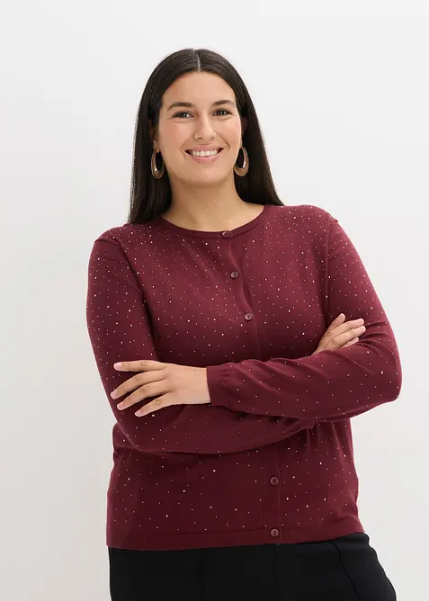 Strickjacke mit Glitzersteinchen, bonprix