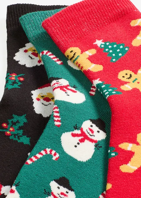 Lot de 3 paires de chaussettes de Noël, bonprix
