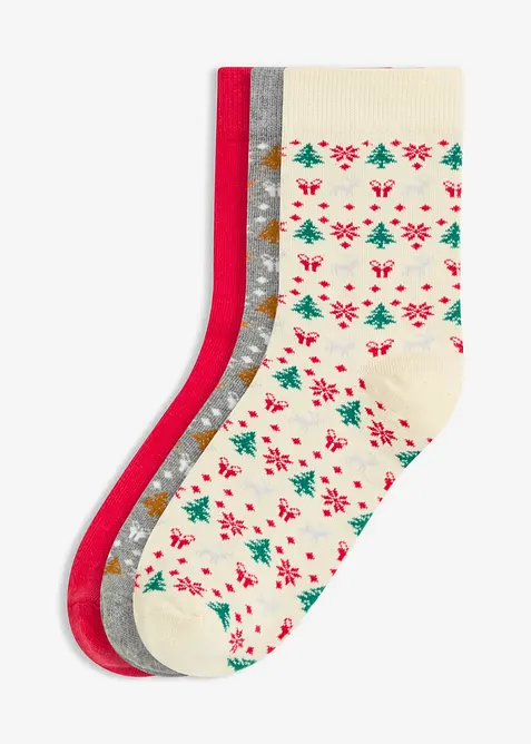 Lot de 3 paires de chaussettes en coton majoritaire, bonprix