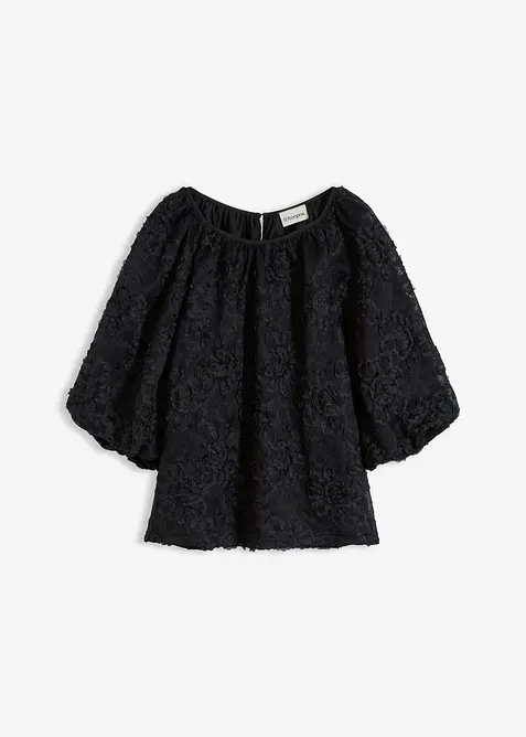 Schlupfbluse mit strukturiertem Blumen-Muster​, bonprix