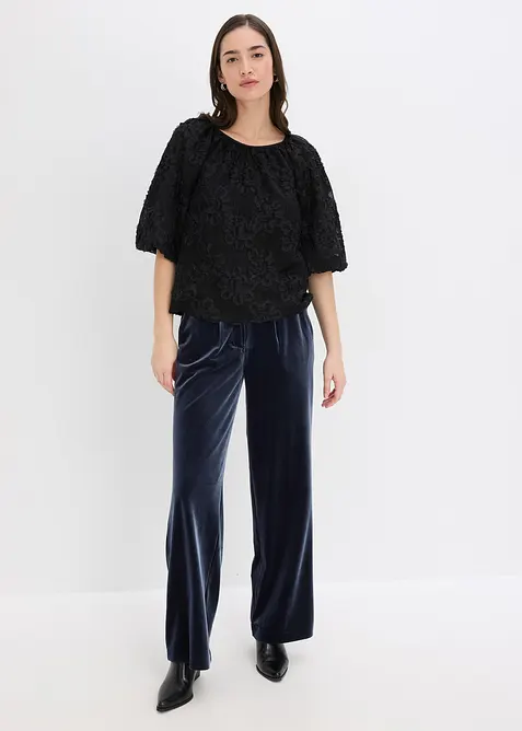 Schlupfbluse mit strukturiertem Blumen-Muster​, bonprix