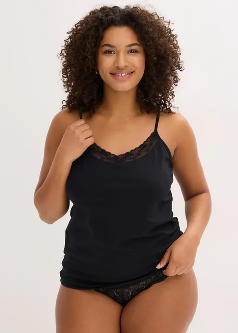 Unterhemd mit Bio-Baumwolle und Spitze (2er Pack), bonprix