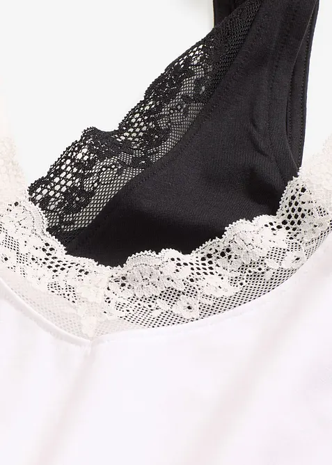 Unterhemd mit Bio-Baumwolle und Spitze (2er Pack), bonprix