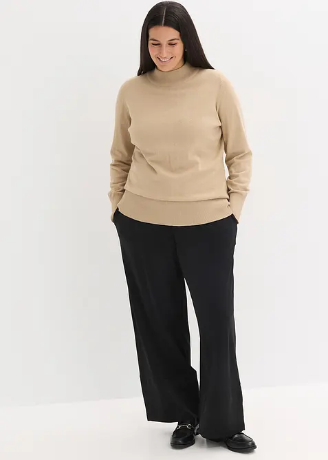 Pantalon en jersey avec empiècements satin, bonprix